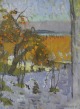 Sabine Curio - Gemälde ÄPFEL IM SCHNEE 1999 verkocht voor € 700!