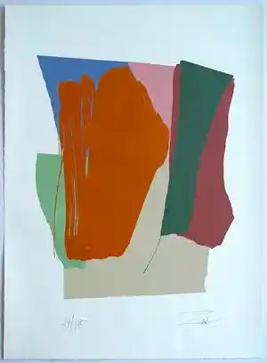 Larry Zox - Komposition 8 - große, ausdrucksstarke Farblithographie - handsigniert und nummeriert verkocht voor € 80!