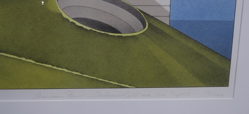 Marinus Fuit: Litho, Oorlogsobject aan zee - Ingelijst kopen? Bied vanaf 20!