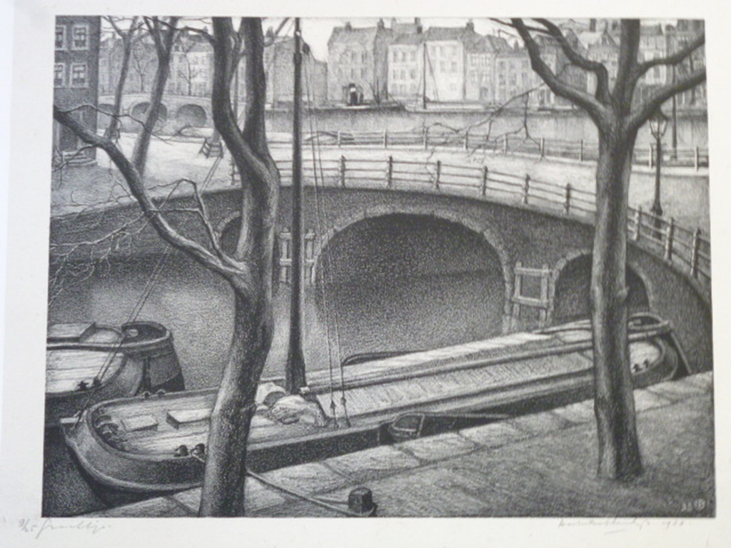 Aart van Dobbenburgh - litho - Grachtje (Amsterdam) kopen? Bied vanaf 50!