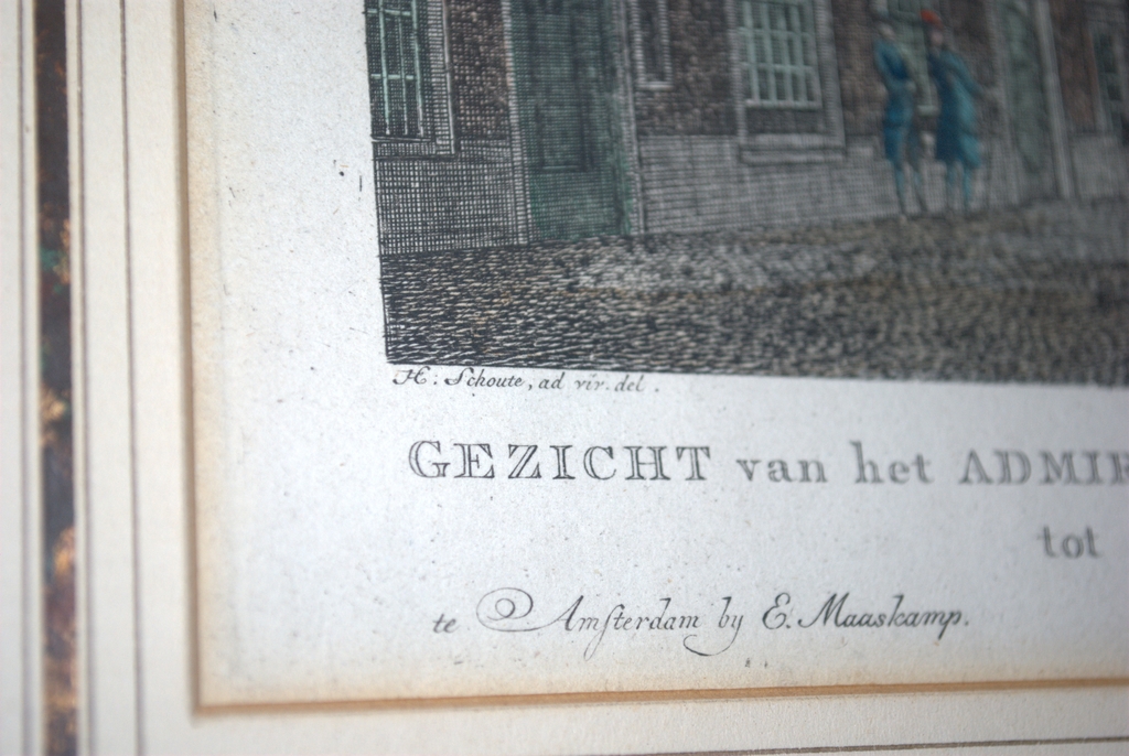 Amsterdam: Gezicht van het Admiraliteits of Prinsenhof -ingekleurde ets -1770/80 kopen? Bied vanaf 50!