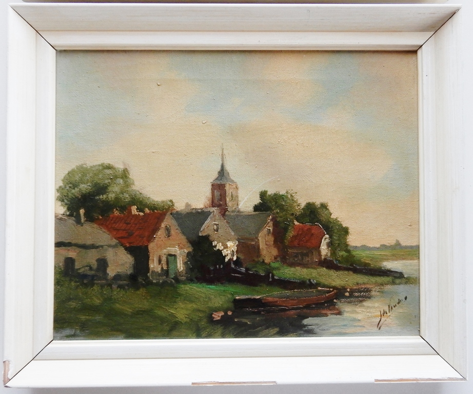 Onbekende maker - Hollands landschap ca. 1930 - Twee schilderijen kopen? Bied vanaf 1!