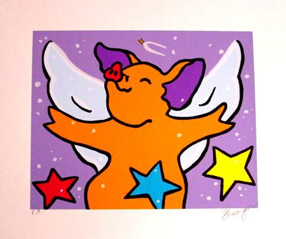 SHUNYAM, grote, handgesigneerde en gelimiteerde zeefdruk 'Angel' verkocht voor € 36!