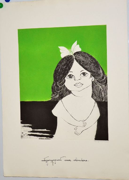 Ets aquatint meisje met strik van Ans Wortel kopen? Bied vanaf 70!
