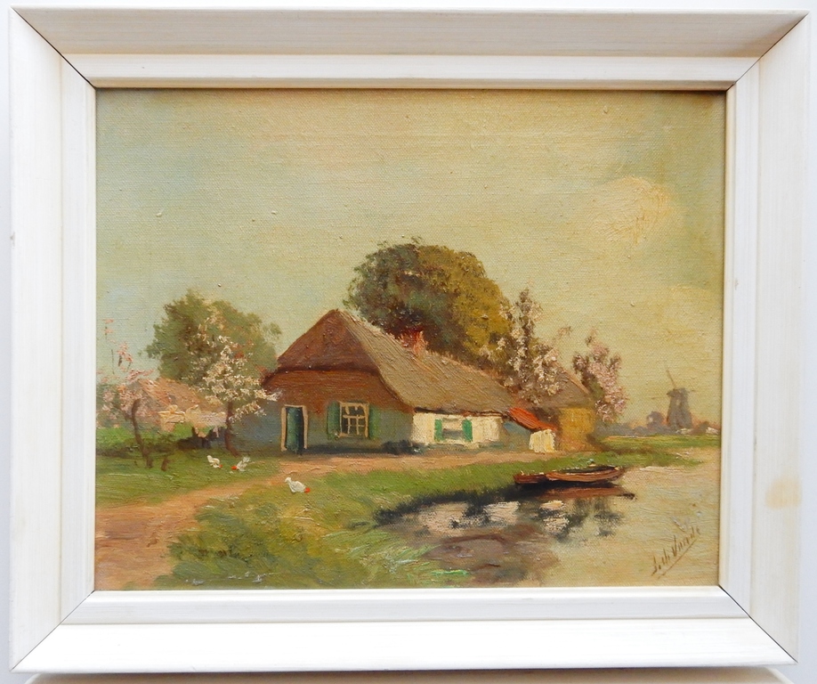 Onbekende maker - Hollands landschap ca. 1930 - Twee schilderijen kopen? Bied vanaf 1!