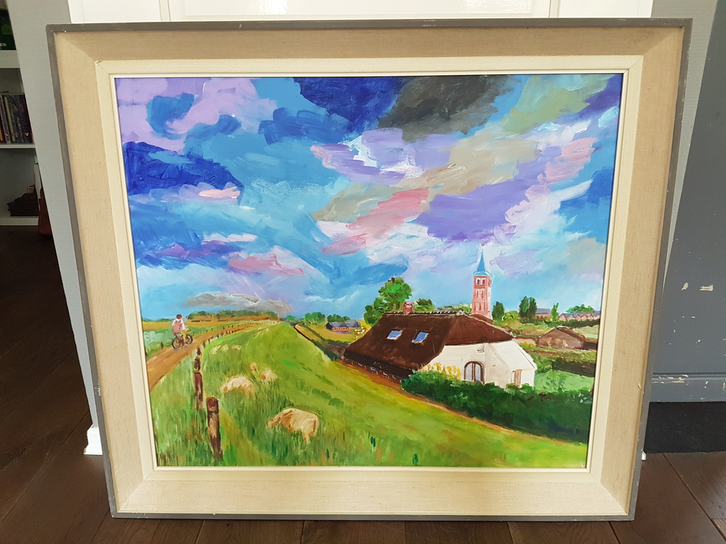 Groot formaat expressionistisch schilderij van een landschap, acryl op board. kopen? Bied vanaf 1!