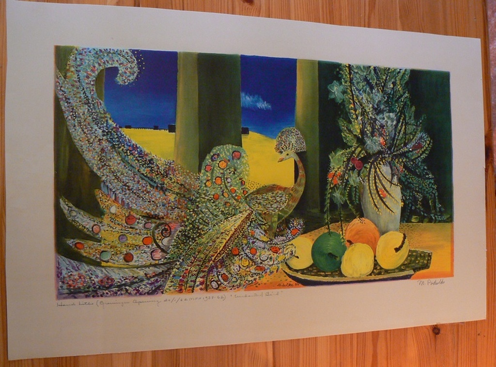 Michael Podulke (1922-1988) -- Kleurenlitho "Enchanted Bird" verkocht voor € 61!