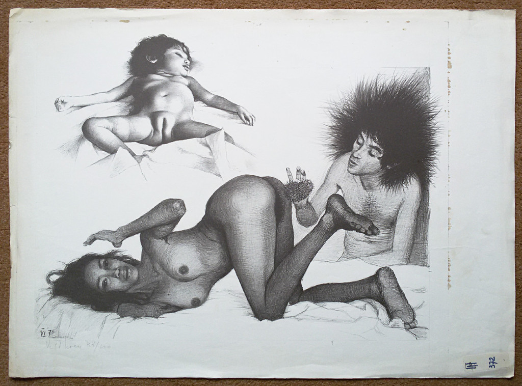 Aat Veldhoen - Naakt familieportret, litho kopen? Bied vanaf 95!