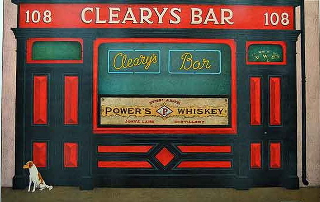 Klaus Moritz kleurenlitho ' Clearys Bar ' - 1970 - oplage 180 ex. handgesigneerd verkocht voor € 69!