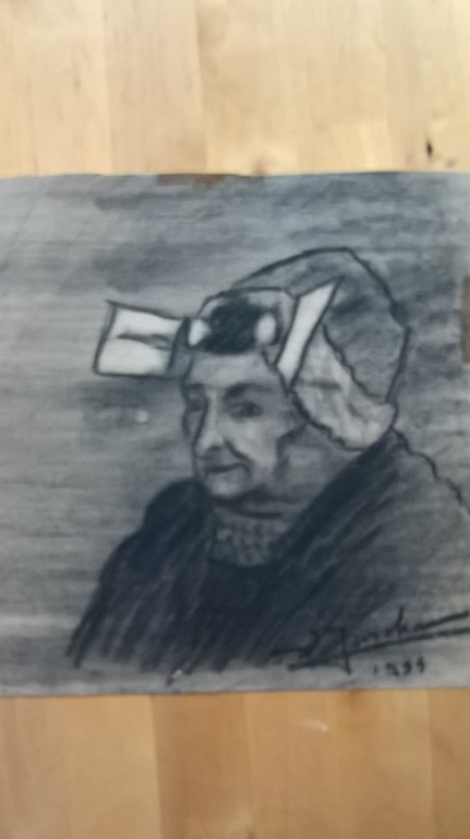 Wim Jurcka, tekening, portret zeeuwse vrouw verkocht voor € 96!