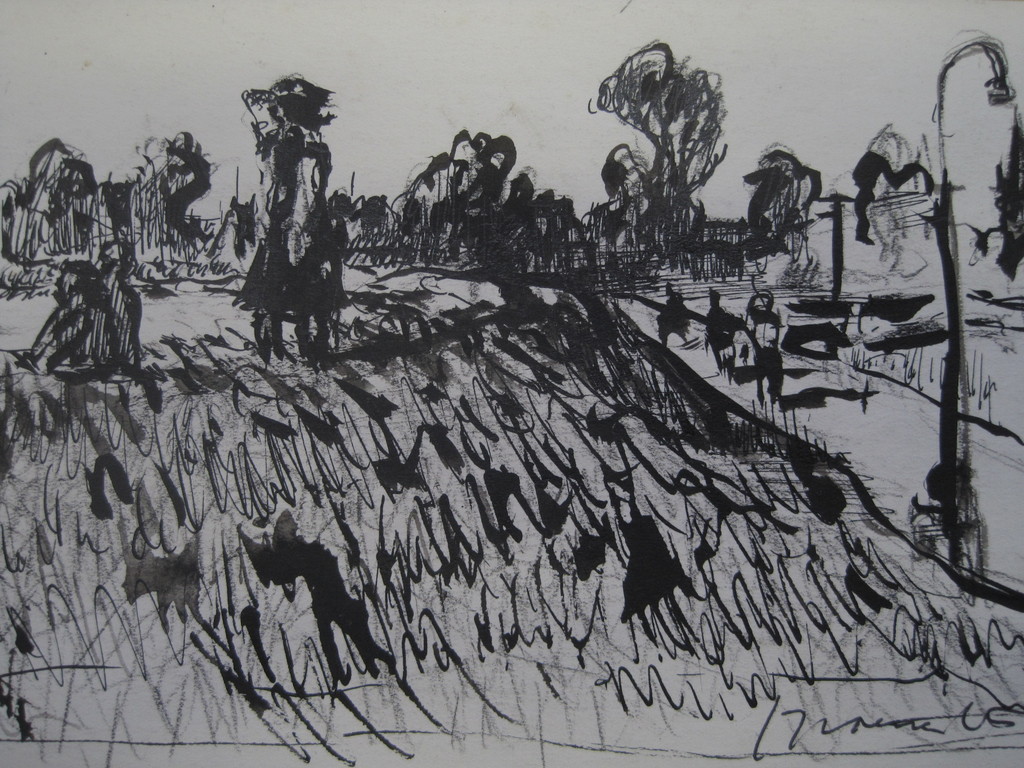 Jan Groenestein * op de dijk bij Sloterdijk * oostind.inkt tekening omstreeks 19 kopen? Bied vanaf 1!