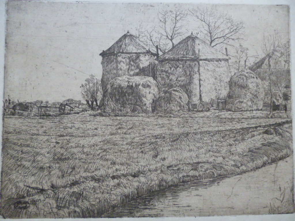 Pieter Dupont - ets - Bij de boerderij verkocht voor € 95!