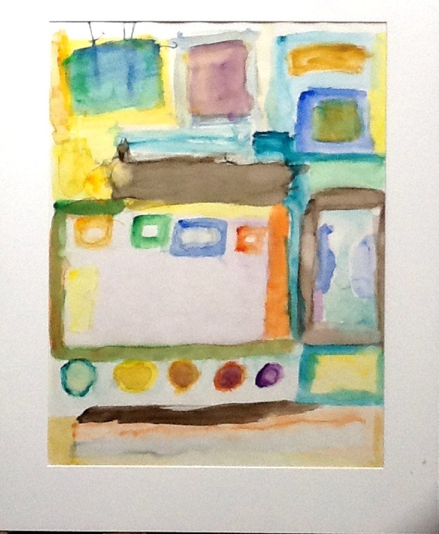 grote moderne aquarel in passe-partout kopen? Bied vanaf 1!