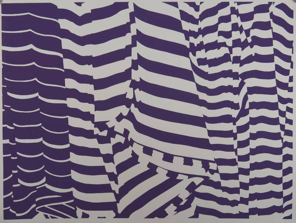 Har Sanders: Zeefdruk, Abstracte compositie in paars kopen? Bied vanaf 1!