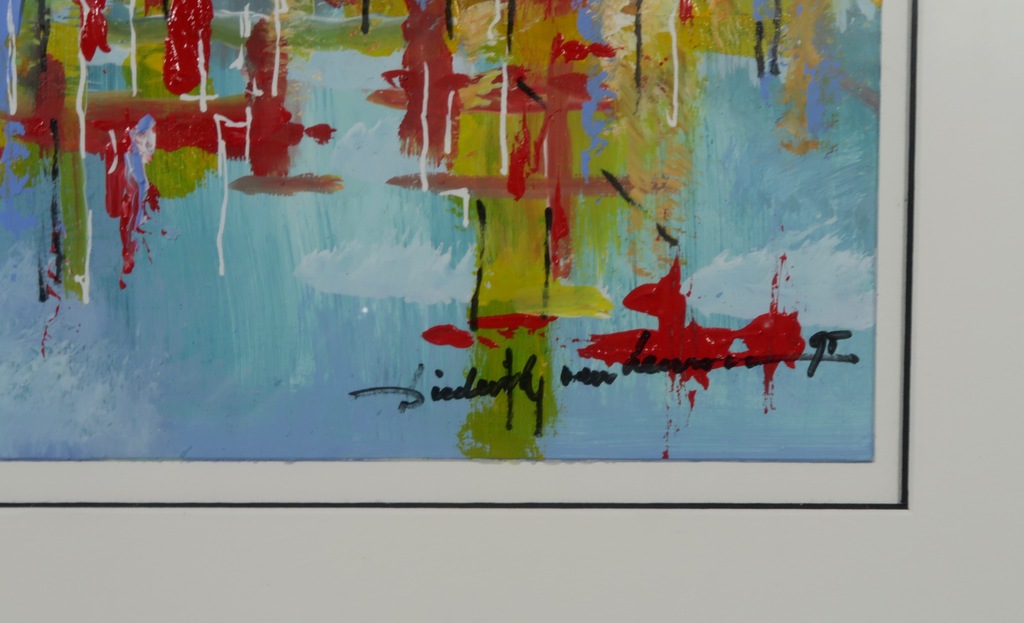 Diederik van Leeuwen: Acryl op papier, Zonder titel - Ingelijst kopen? Bied vanaf 35!
