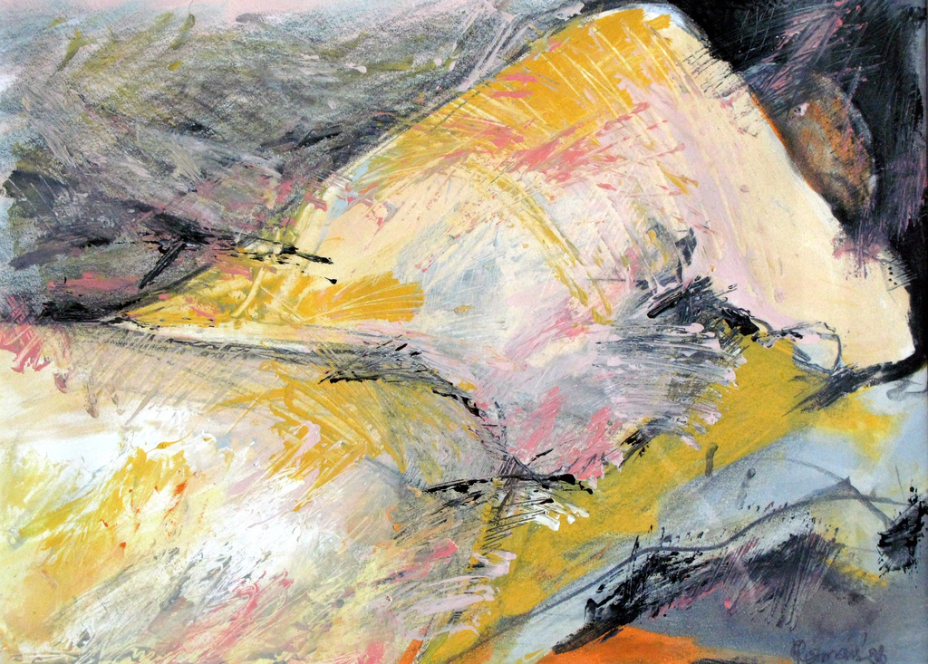 JET ROTMANS (1953) - groot abstract werk in gemengde techniek uit 1986. verkocht voor € 325!
