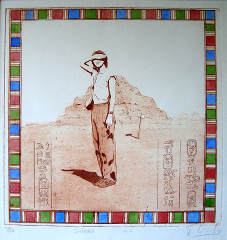Ton Leenarts, ets, Saqqara, 1982 verkocht voor € 40!