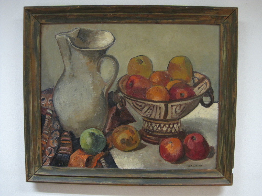 Hans Wiesman 1918-1988 olieverf "stilleven met appels" ca.1940 verkocht voor € 110!
