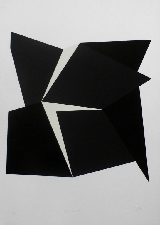 Marcel Verdren - Zeefdruk: geom. compositie: Spacio Nero no. 7 verkocht voor € 150!