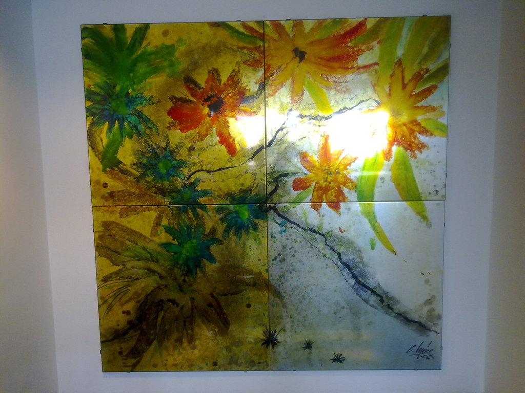 Charles Meire, Schilderij op metalen panelen, bloemen verkocht voor € 187!