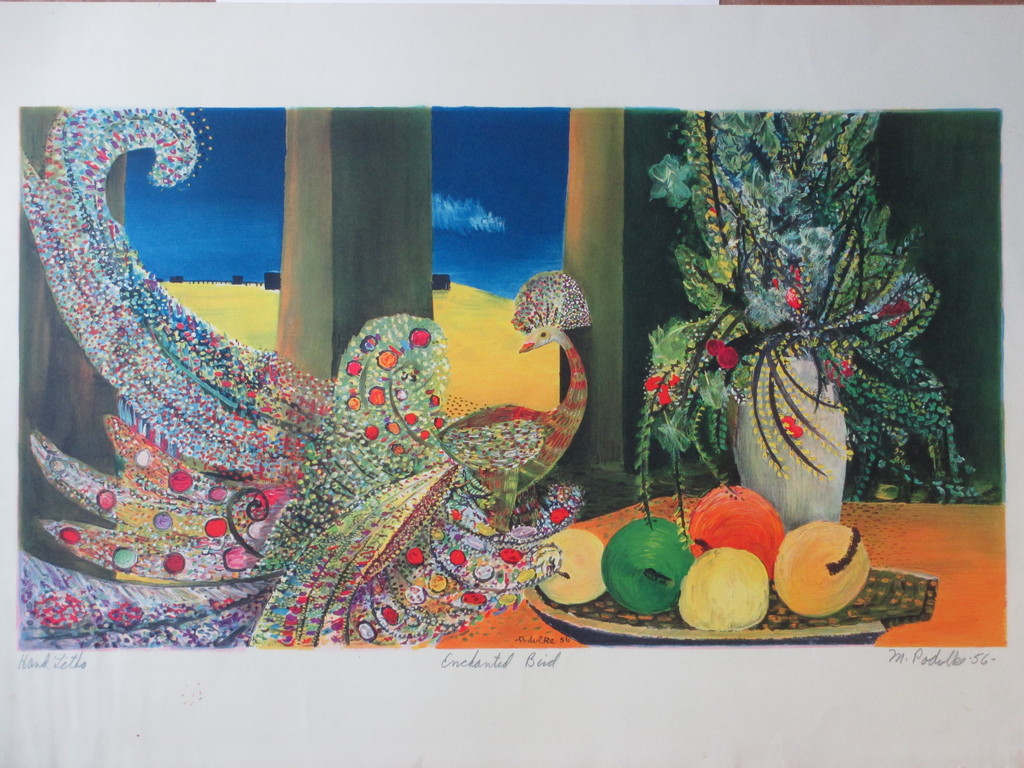 Mike Podulke, Enchanted bird, Kleurenlitho verkocht voor € 45!