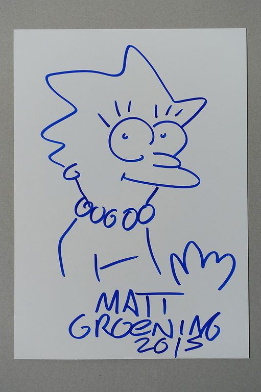 MATT GROENING, blauwe marker viltstift, LISA SIMPSON, 2015 verkocht voor € 55!