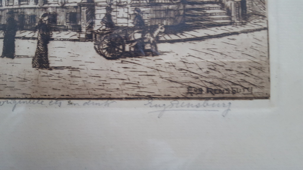 Eugene Rensburg - Hotel de Ville te Gent, ets - gesigneerd kopen? Bied vanaf 1!