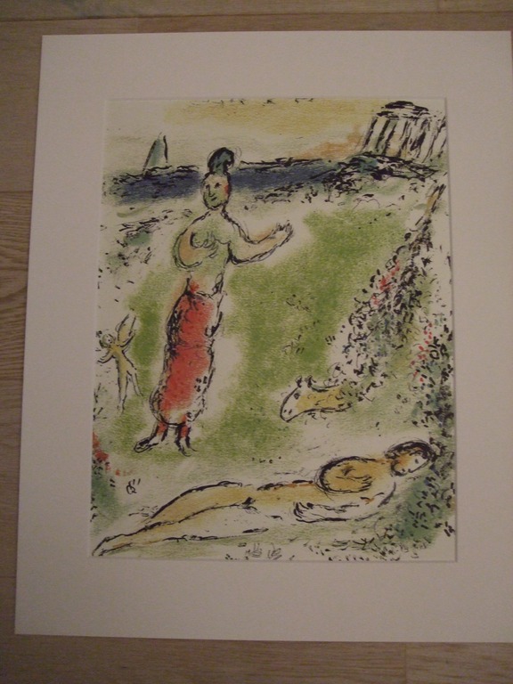 Marc Chagall, kleurenlitho uit de serie Odysseus Athene senkt Odysseus in den schlaf kopen? Bied vanaf 50!