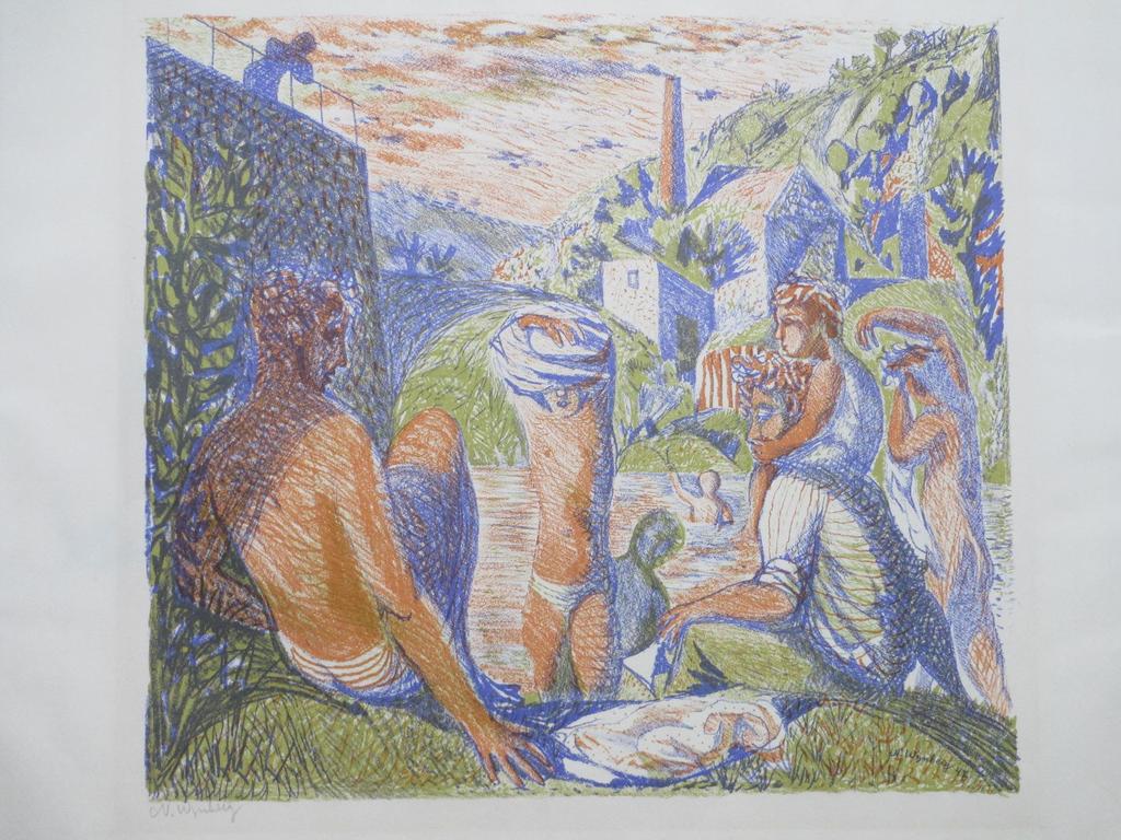Nicolaas Wijnberg, Badende mythische figuren, Kleurenlitho verkocht voor € 50!