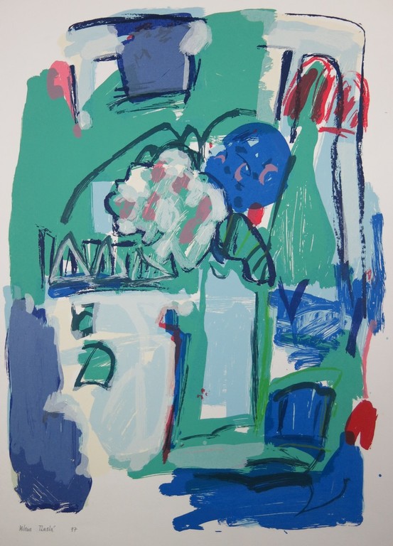 Milena Tlusta: Zeefdruk, Blauwe Compositie kopen? Bied vanaf 1!