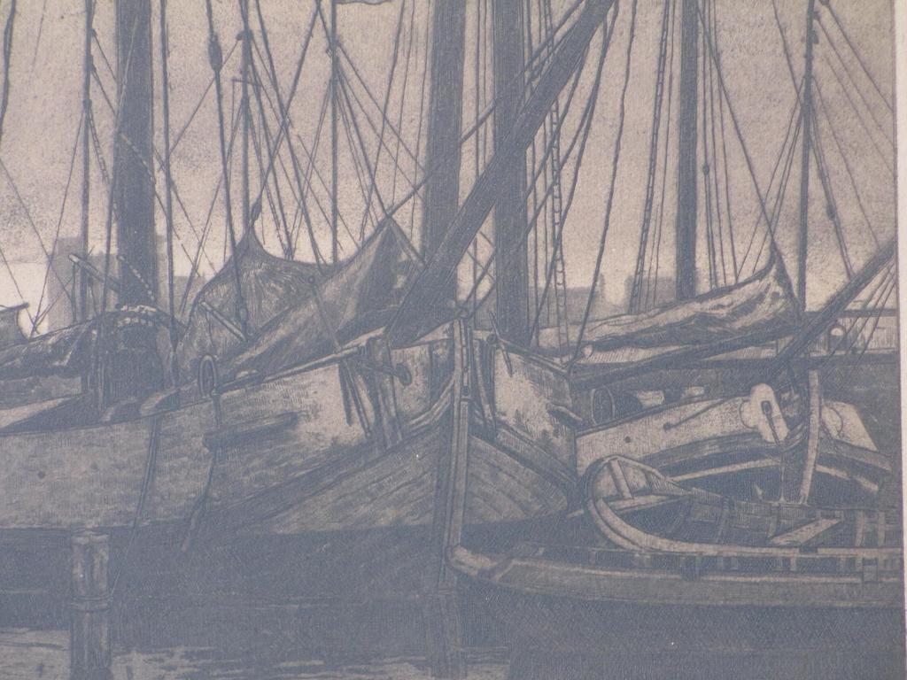 Ton Meijer, Schepen in een Hollandse haven, Ets 1925 kopen? Bied vanaf 40!