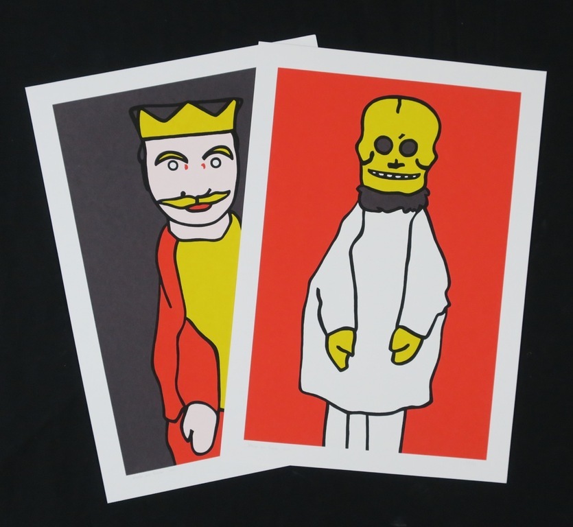Lot met 2 zeefdrukken van Wouter van Riessen: Death en Kroon verkocht voor € 35!