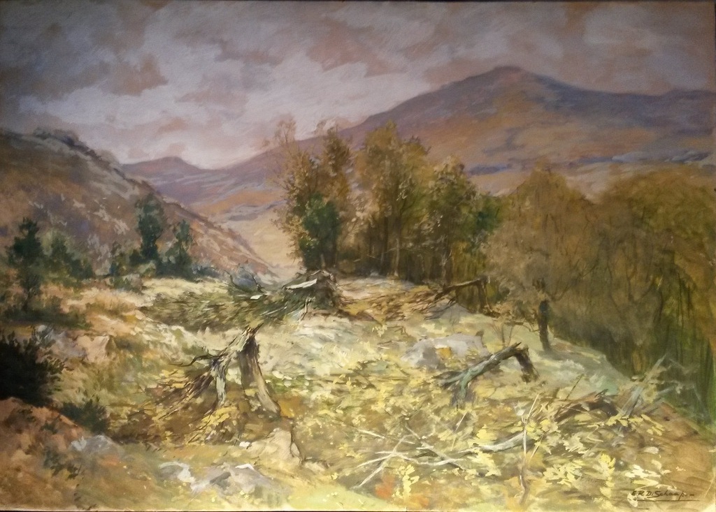 Egbert Rubertus Derk Schaap - landschap, gemengde techniek op karton, gesigneerd kopen? Bied vanaf 100!