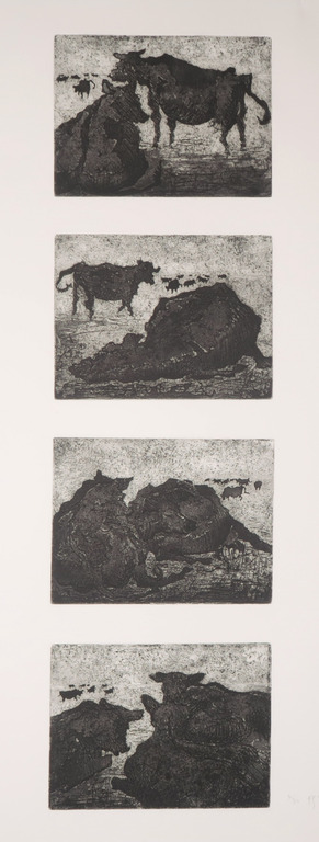 Jo Gaebler: Ets en aquatint, Koeien verkocht voor € 35!