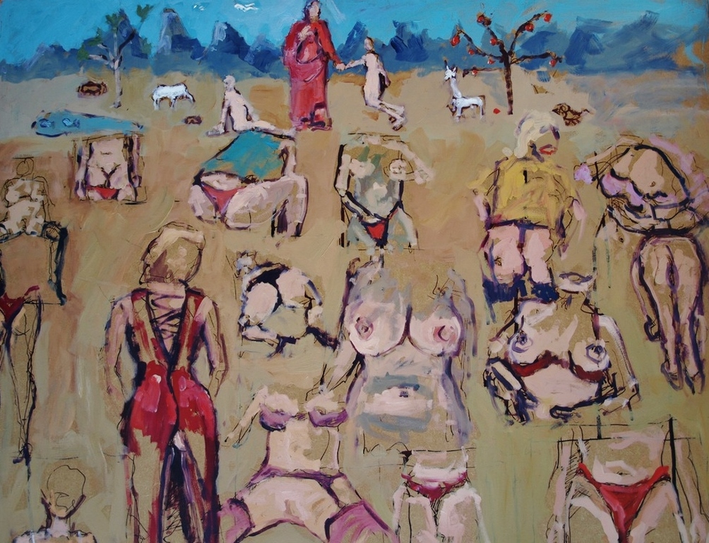Silvester Peperkamp : Olieverf op paneel , Tuin der Lusten - GROOT - 2007 verkocht voor € 100!
