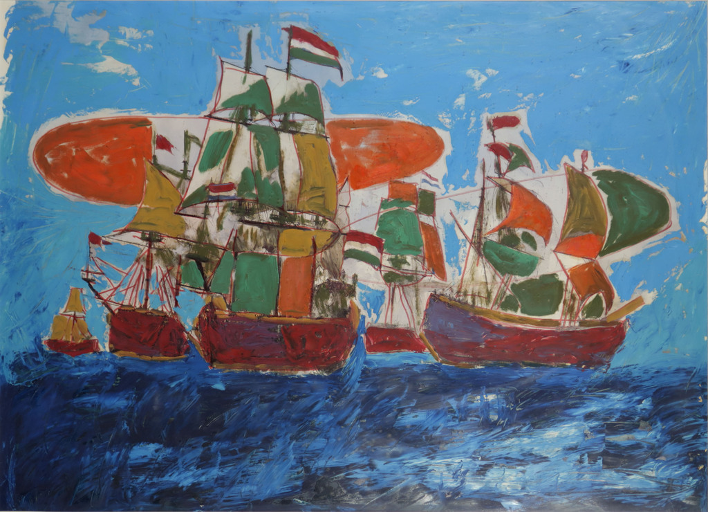 Meertje Kaal: Acryl op papier, Zeegezicht - Ingelijst (Groot) kopen? Bied vanaf 1!