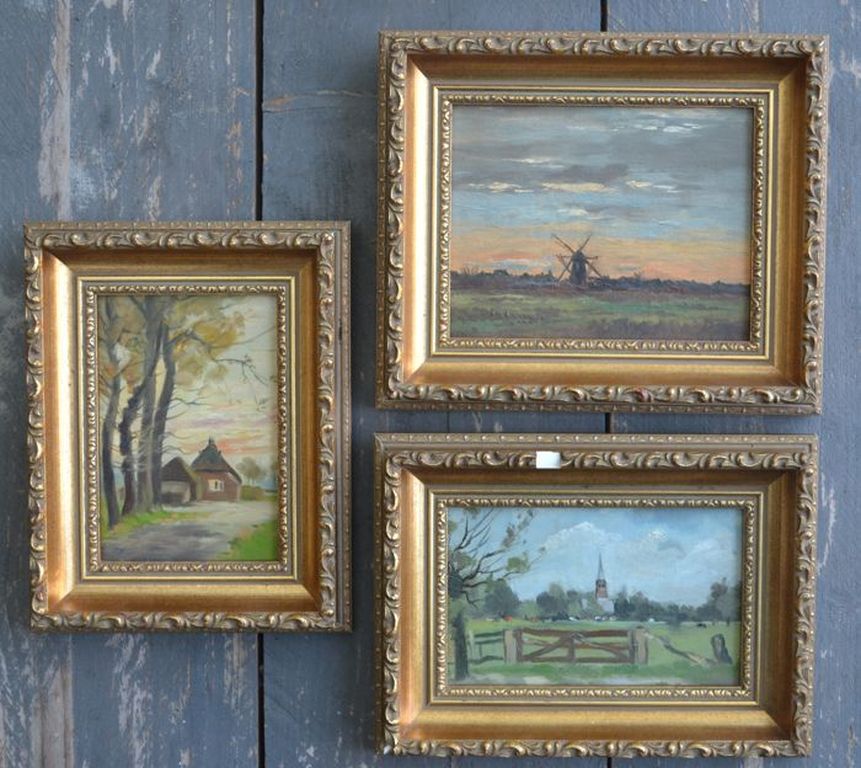 Vermoedelijk Adriaan Glaudemans: marouflage, drie landschapjes kopen? Bied vanaf 1!