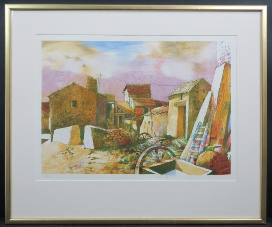 Nicolaas Wijnberg: Litho, Dorpsgezicht - Ingelijst kopen? Bied vanaf 80!