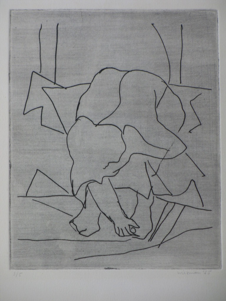 Hans Wiesman, Voorovergebogen, Ets verkocht voor € 45!