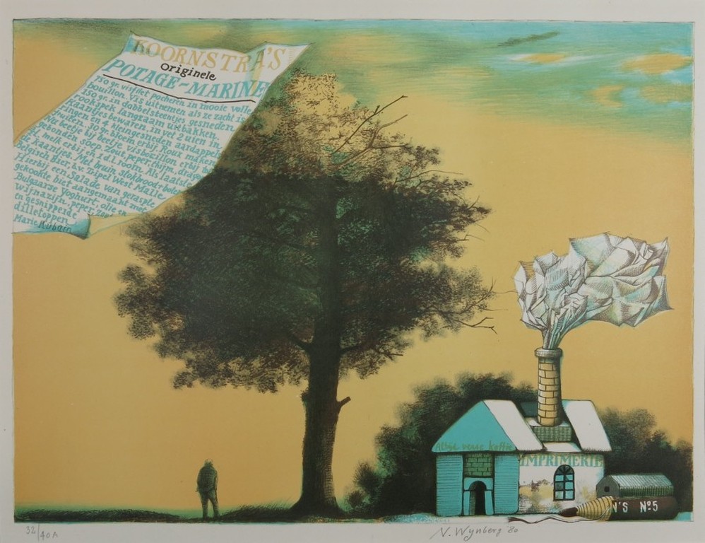 Nicolaas Wijnberg: Litho, Hommage aan Metten Koornstra verkocht voor € 75!