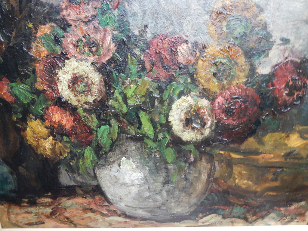 Jan Dona, olieverf op schilders-board, stilleven - bloemen in vaas verkocht voor € 125!