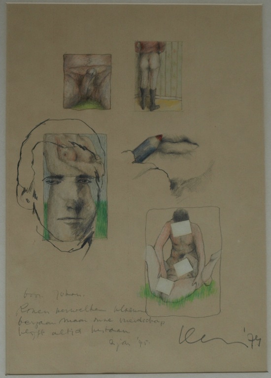 Onbekend, gesigneerd : Erotische tekeningen – ingelijst - 1974 kopen? Bied vanaf 1!