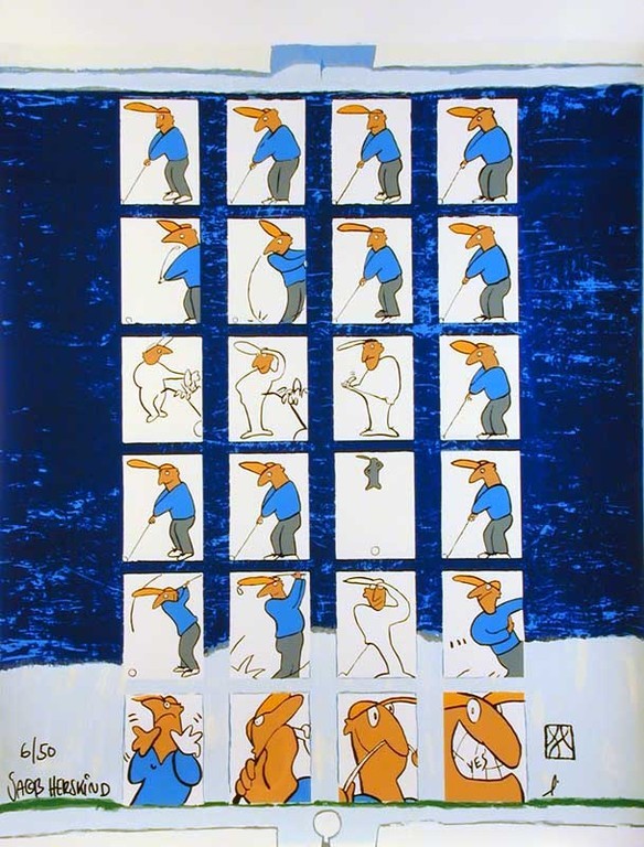 JACOB HERSKIND Gr Zeefdruk(67x90cm) GOLF Handgesigneerd verkocht voor € 45!