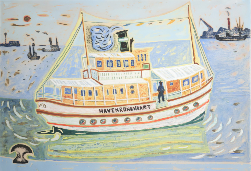 Charles J. Kemper: Gemengde technieken op papier, Havenrondvaart kopen? Bied vanaf 40!