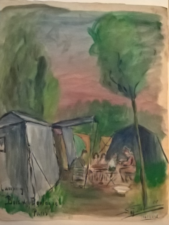 Jurcka W, gouache, bois de bologne paris verkocht voor € 110!
