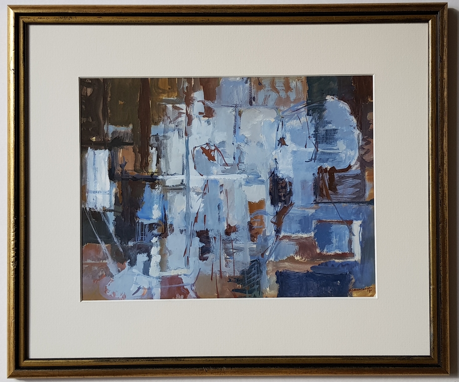 Anton Voorzanger gouache abstract, unica verkocht voor € 40!