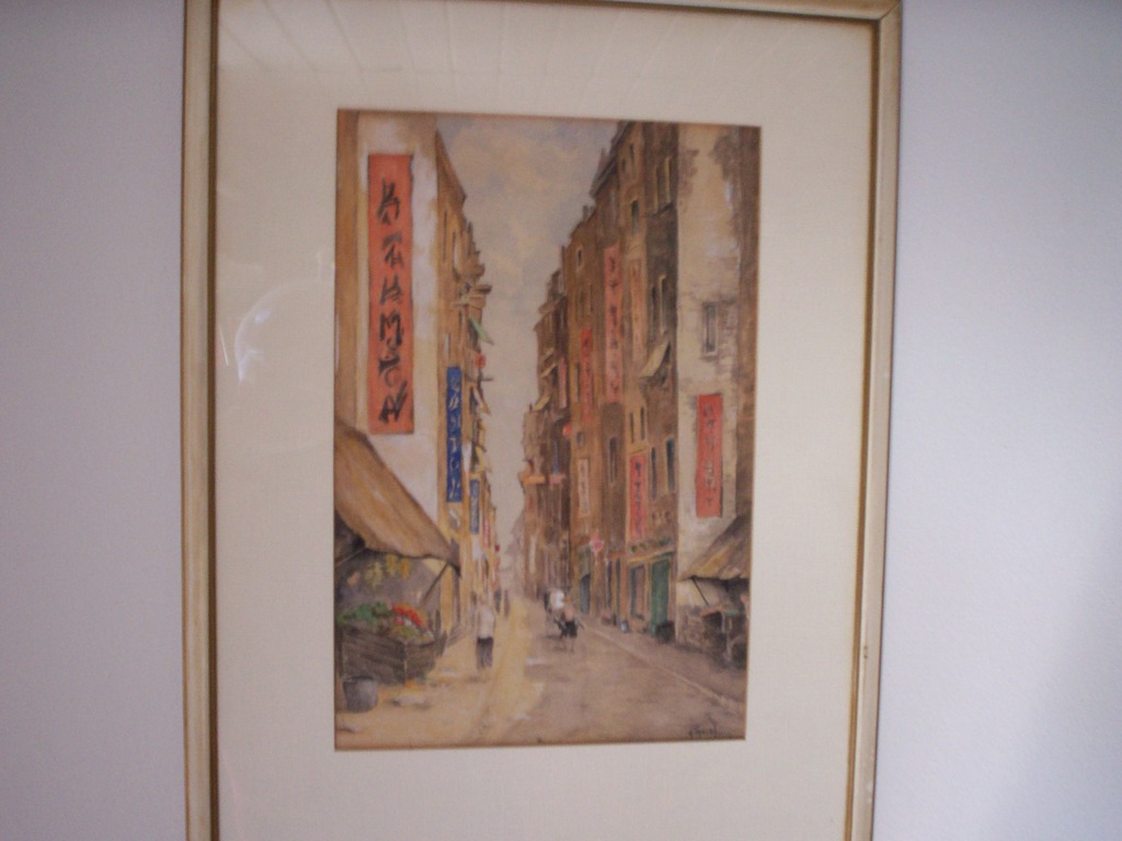 Aquarel G.M. Tamson: straatje in China-Town verkocht voor € 90!