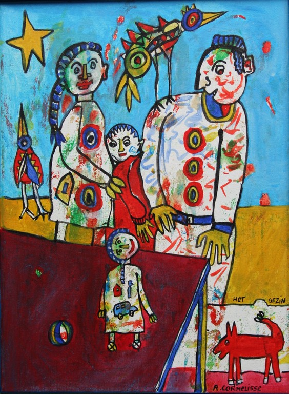 Ruud Cornelisse - Acrylverf op doek - Het gezin verkocht voor € 60!