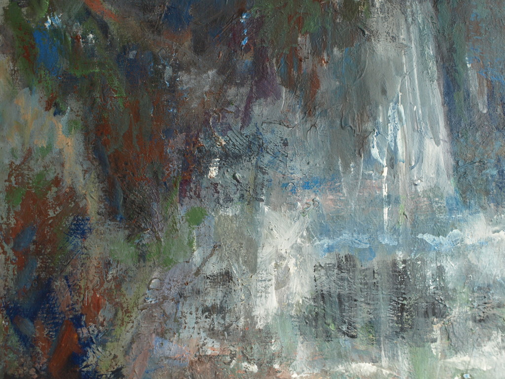 John Wortel ? : Olieverf op doek – Waterval – Gesigneerd - 100 x 100 cm  kopen? Bied vanaf 1!