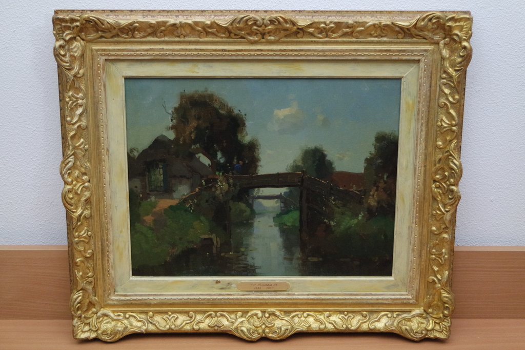 Knikker (Sr.) Jan Simon (1889-1957) - olieverf op doek - bruggetjes te Giethoorn verkocht voor € 295!